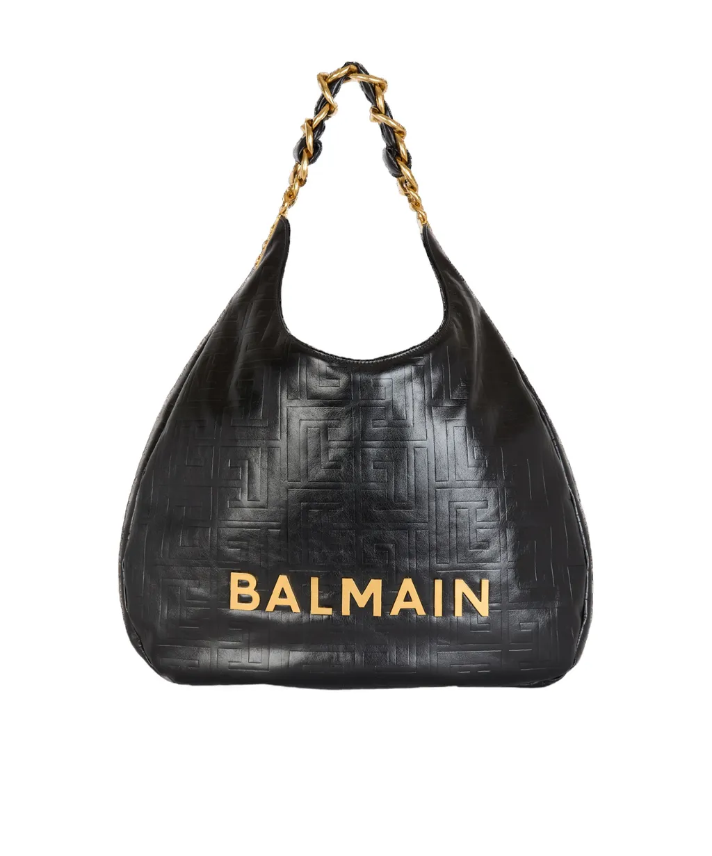 Balmain 1945 Soft Hobo Crinkled Tote Bag