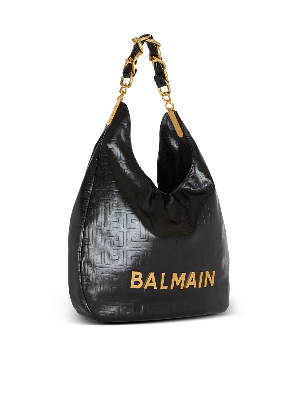 Balmain 1945 Soft Hobo Crinkled Tote Bag
