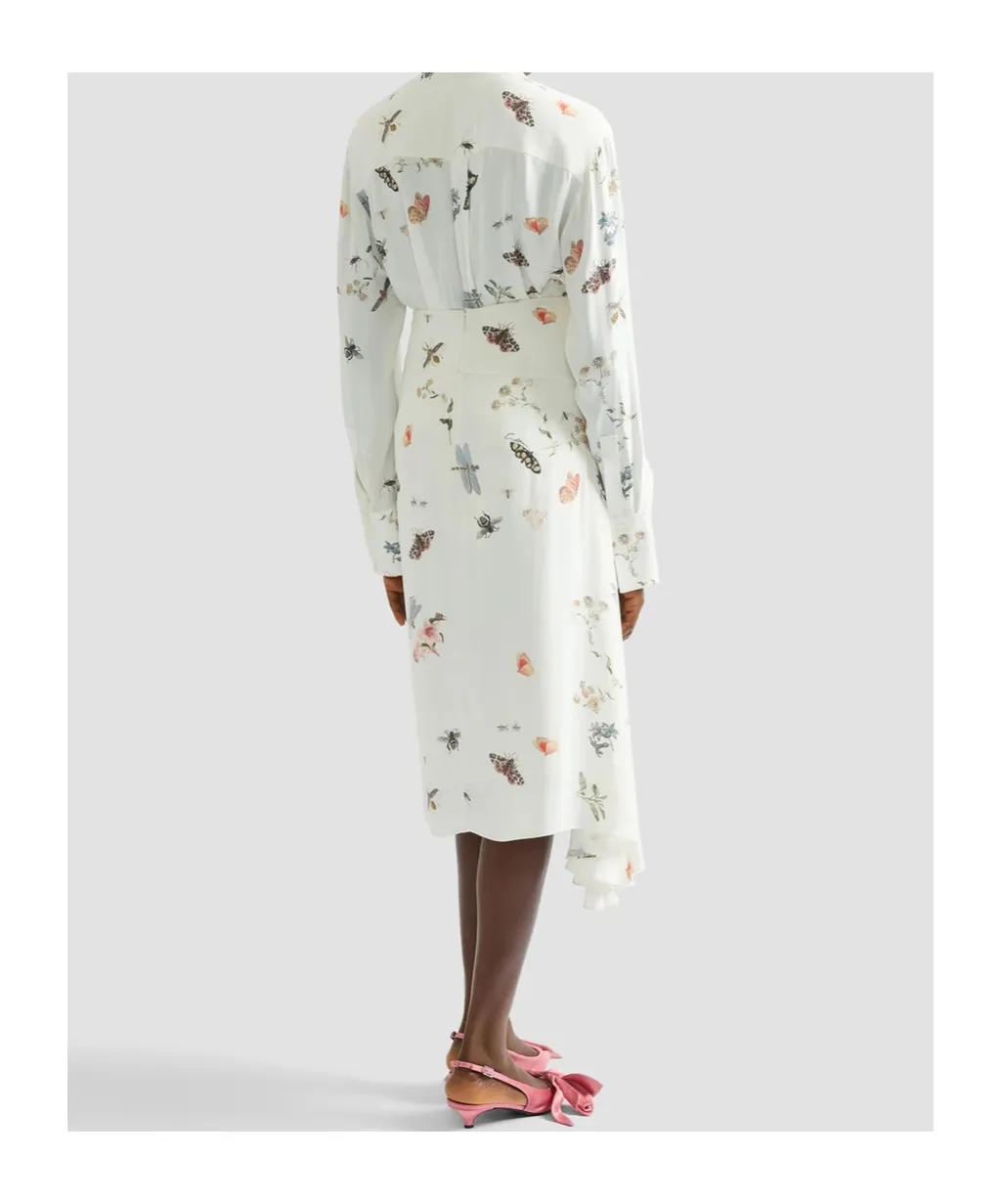 Printed Crepe Long Sleeve Shirt