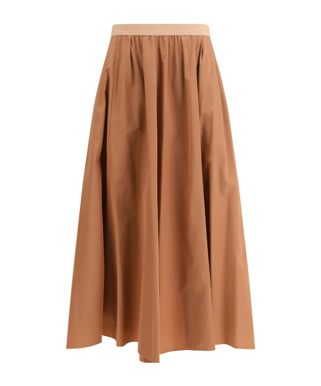 Elastic Waist Midi Skirt