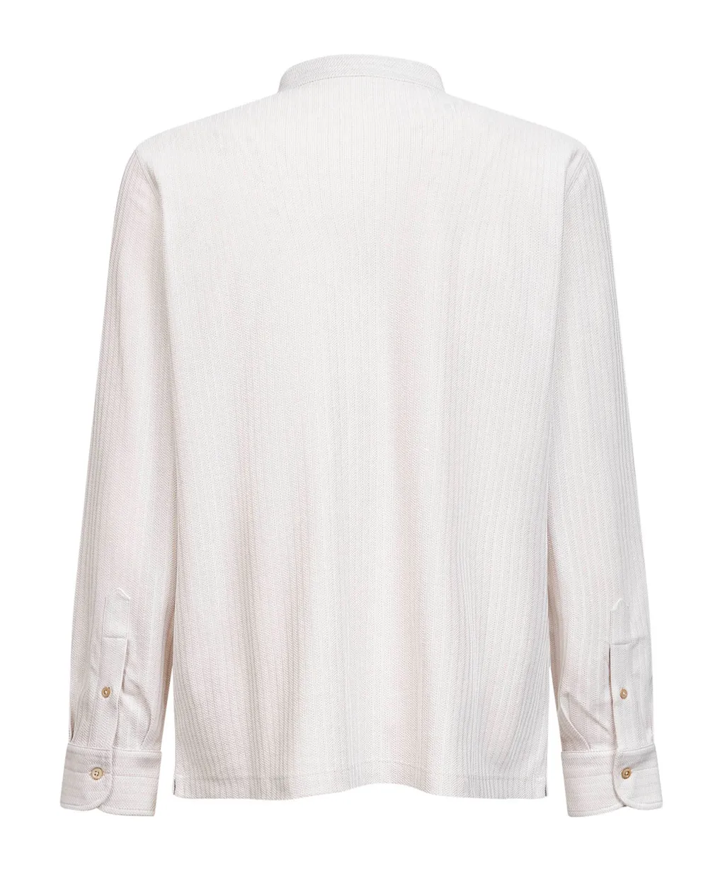 Brunello Cucinelli Stand Collar Striped Shirt
