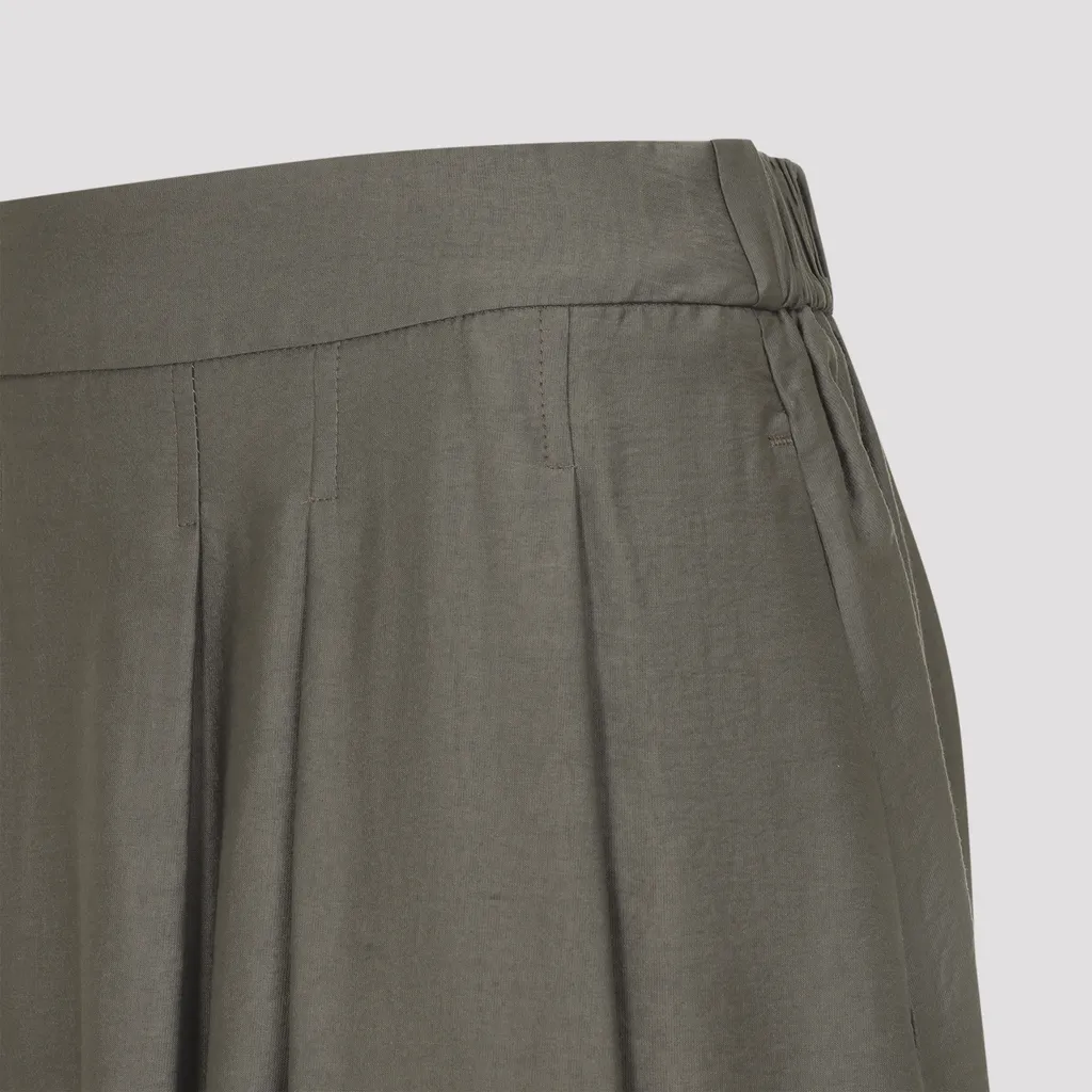 Pleated-Detail Midi Skirt