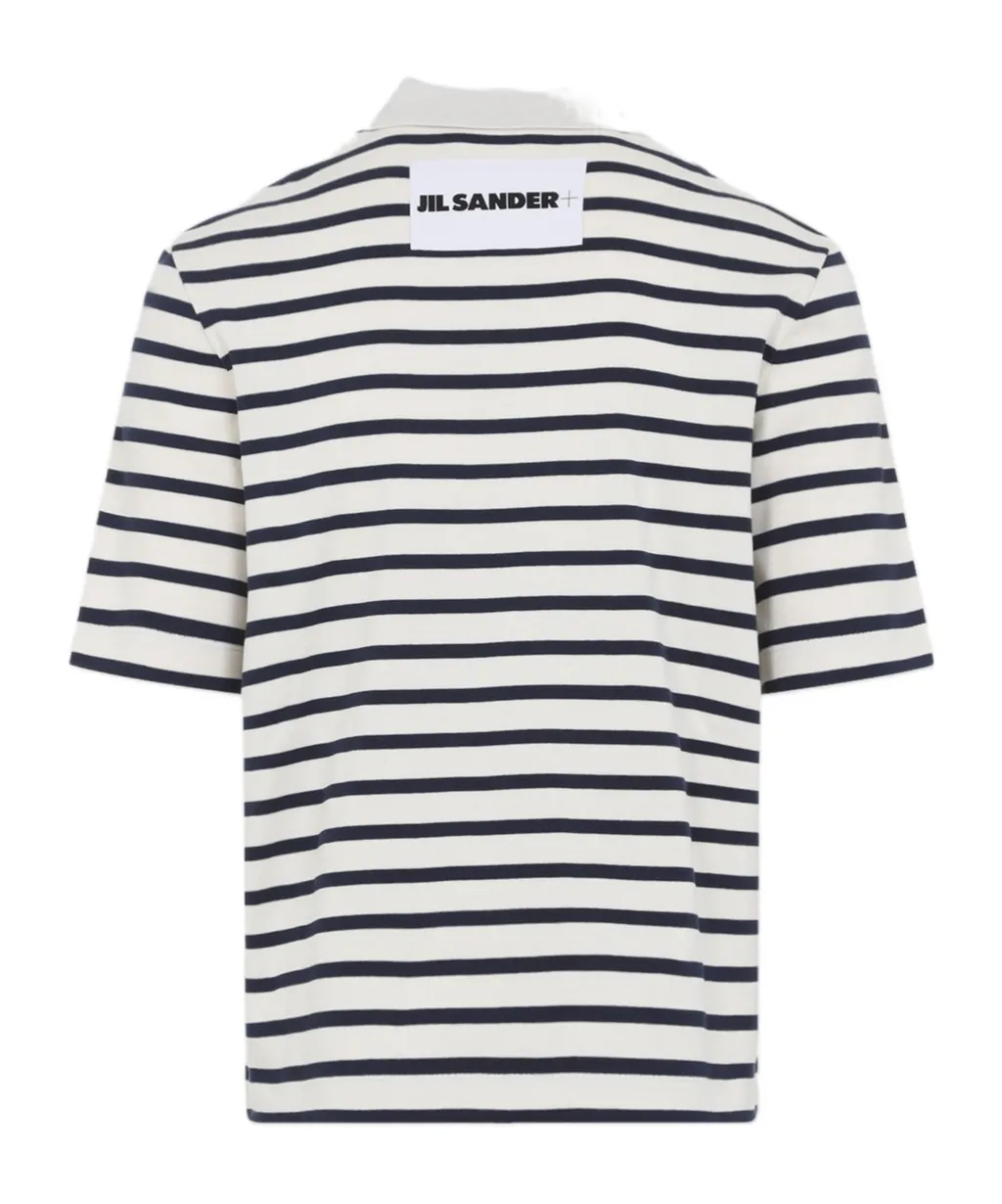 Jil Sander+ Logo Patch Striped Polo Shirt
