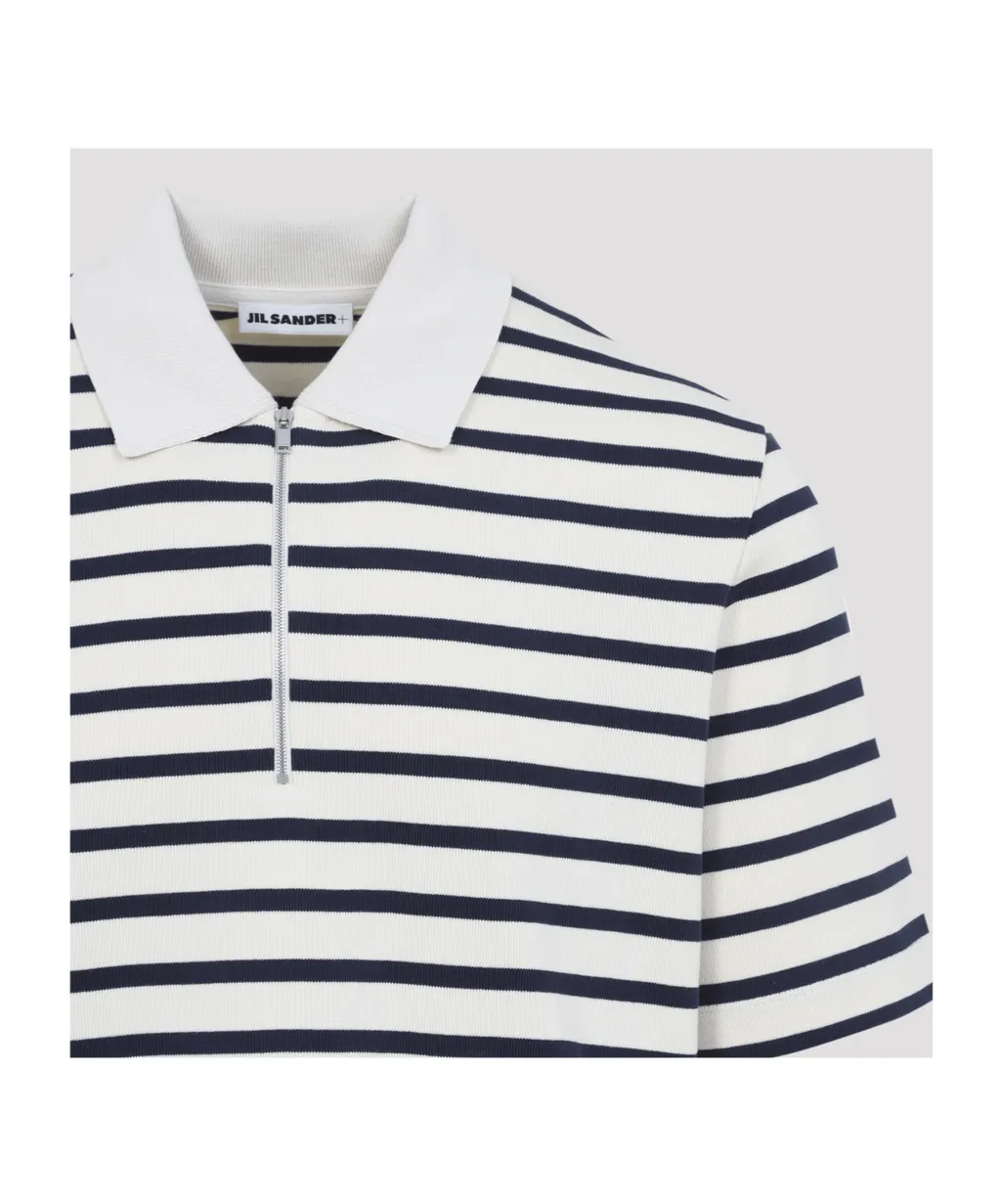 Jil Sander+ Logo Patch Striped Polo Shirt