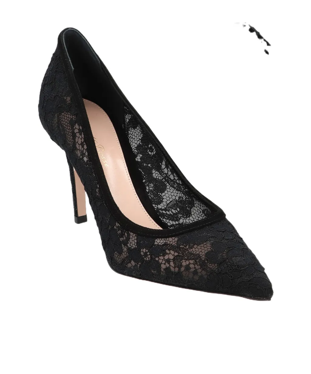 Gianvito Rossi	Claudia Pointed Toe Lace Pumps