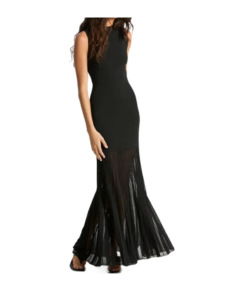 Mock-Neck Midi Dress