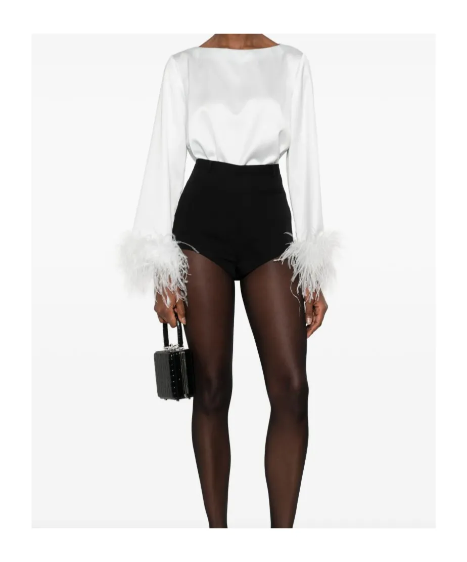 Feather-Trim Blouse