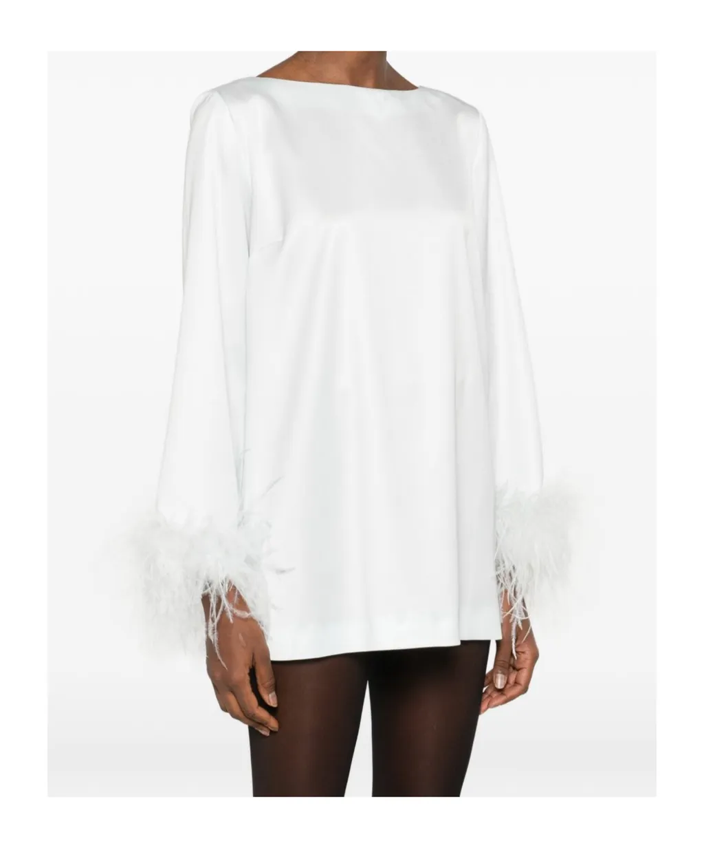 Feather-Trim Blouse