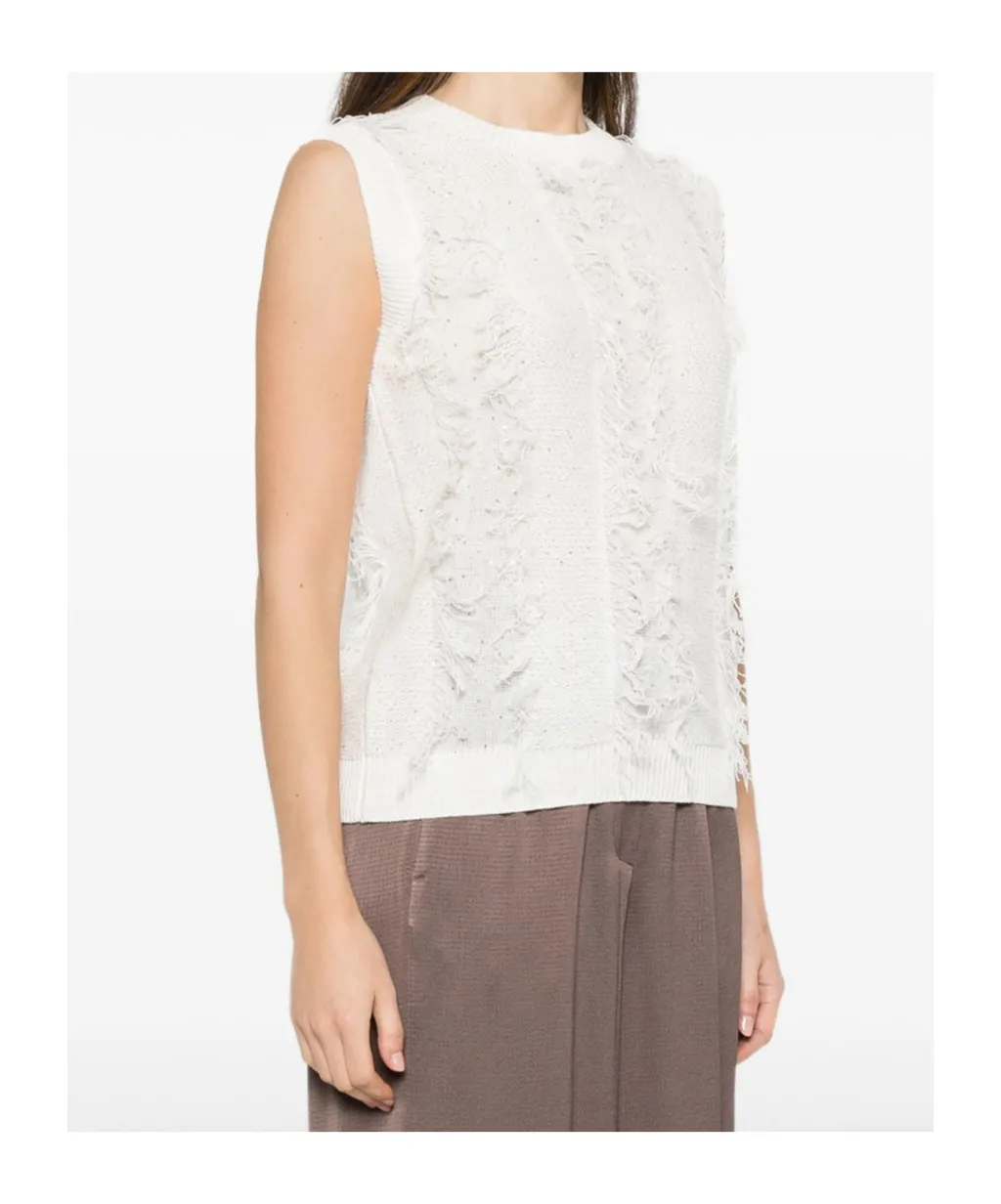 Knitted Sequin-Embellished Vest
