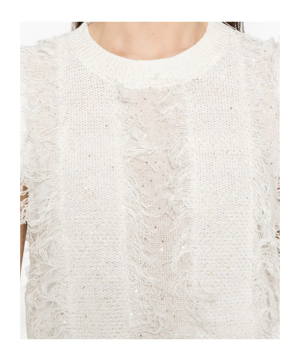 Knitted Sequin-Embellished Vest