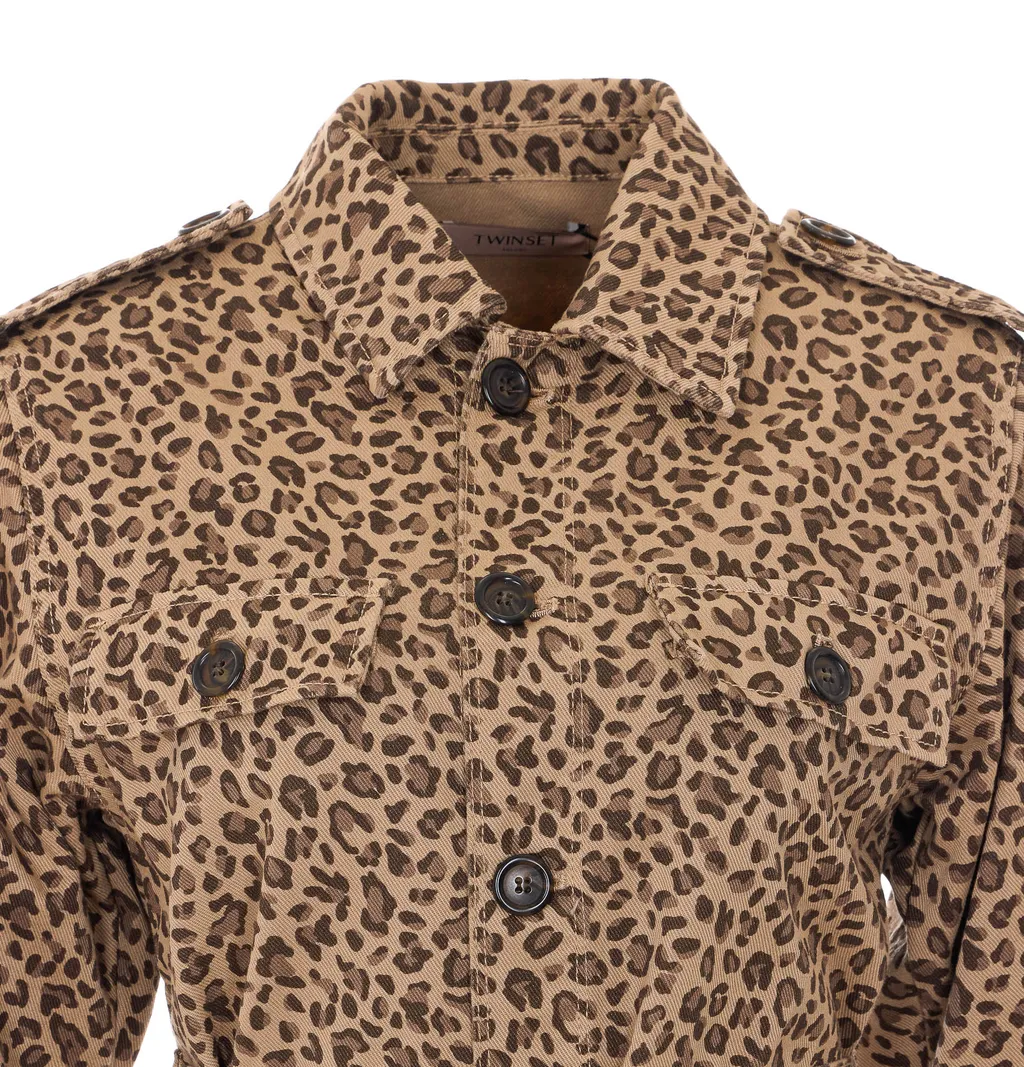 Twinset Leopard-Print Belted Jacket