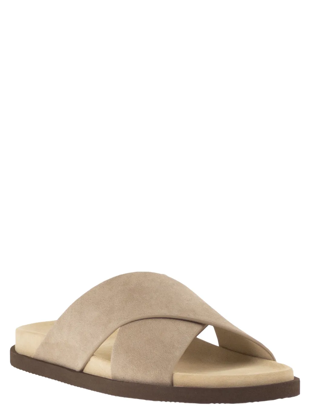 Brunello Cucinelli Crossover Strap Slip-On Sandals