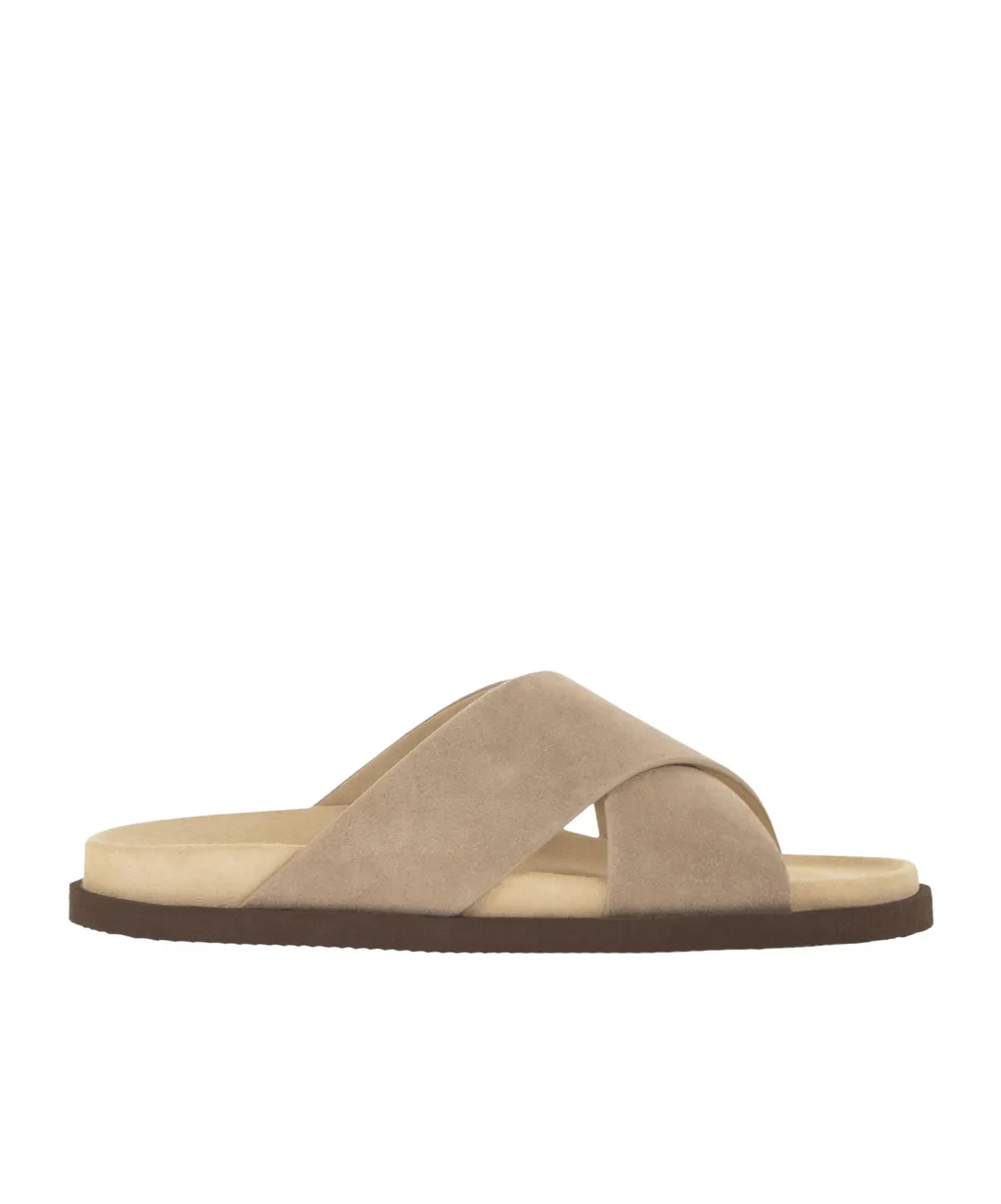 Brunello Cucinelli Crossover Strap Slip-On Sandals
