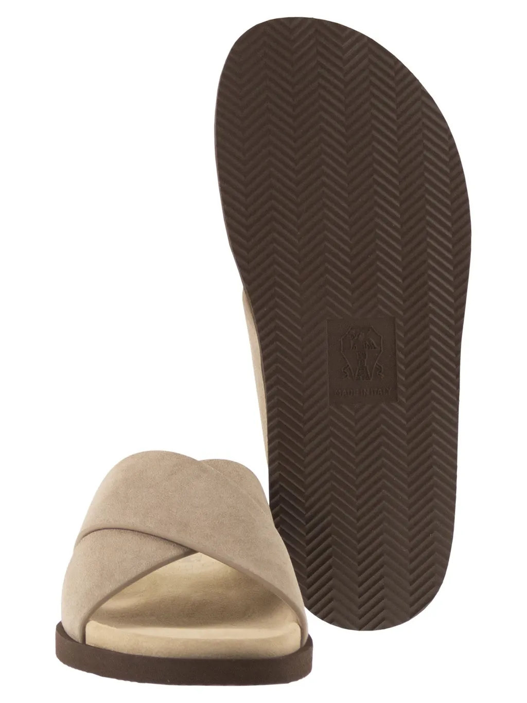 Brunello Cucinelli Crossover Strap Slip-On Sandals