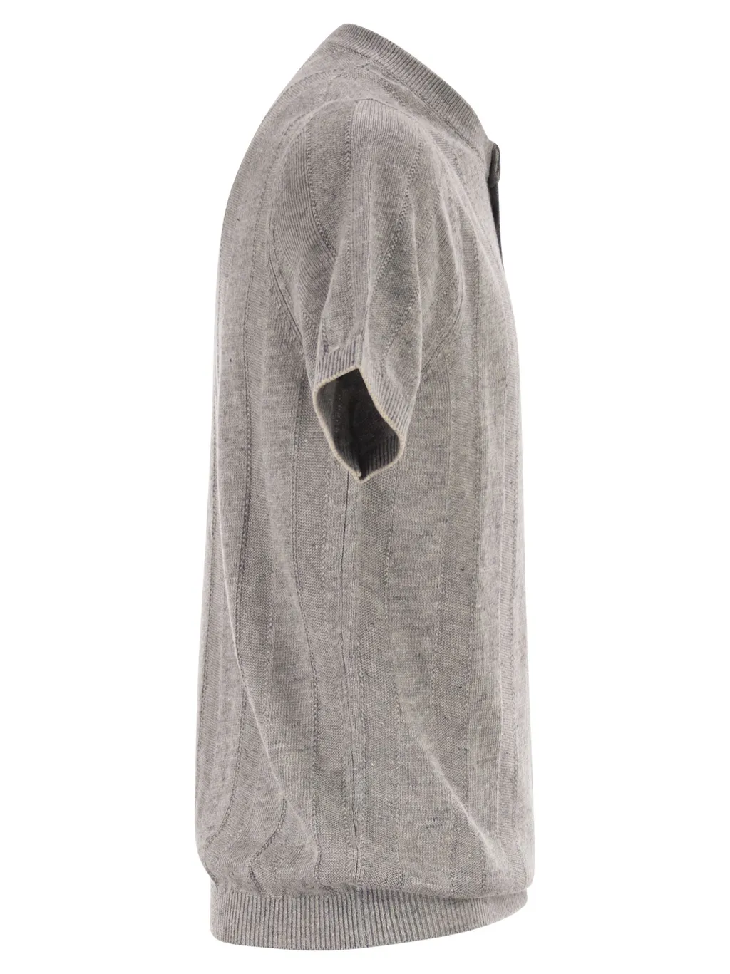 Ribbed-Collar Polo Shirt