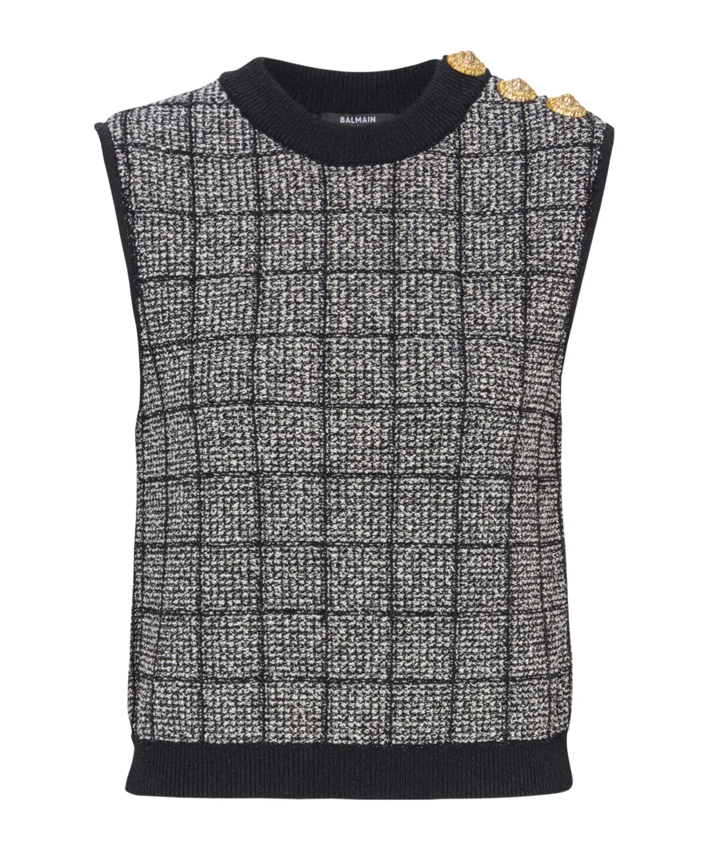Tweed Crop Top With Buttons