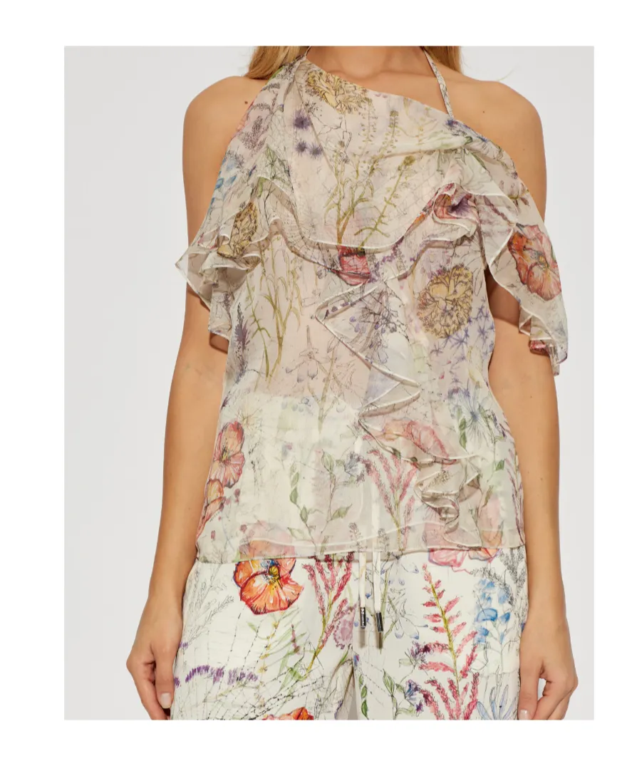 Ruffled Floral-Print Top