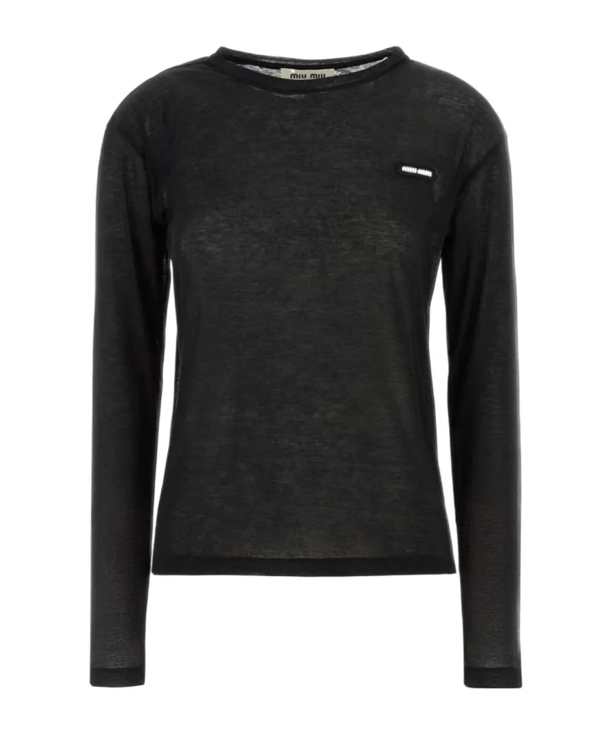 Miu Miu Logo-Patch Long-Sleeved T-Shirt