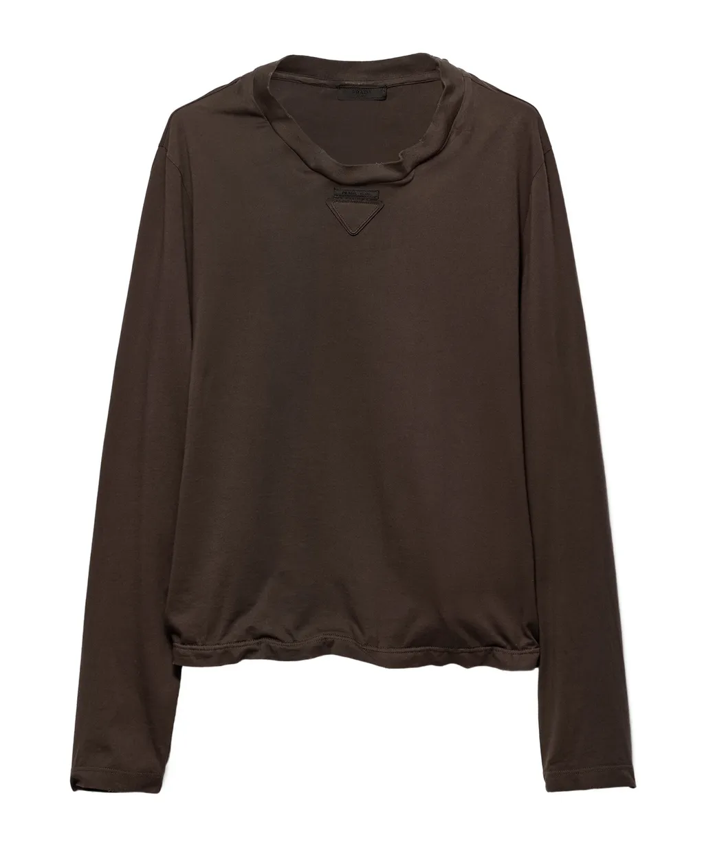 Prada Triangle-Patch Long-Sleeved T-Shirt