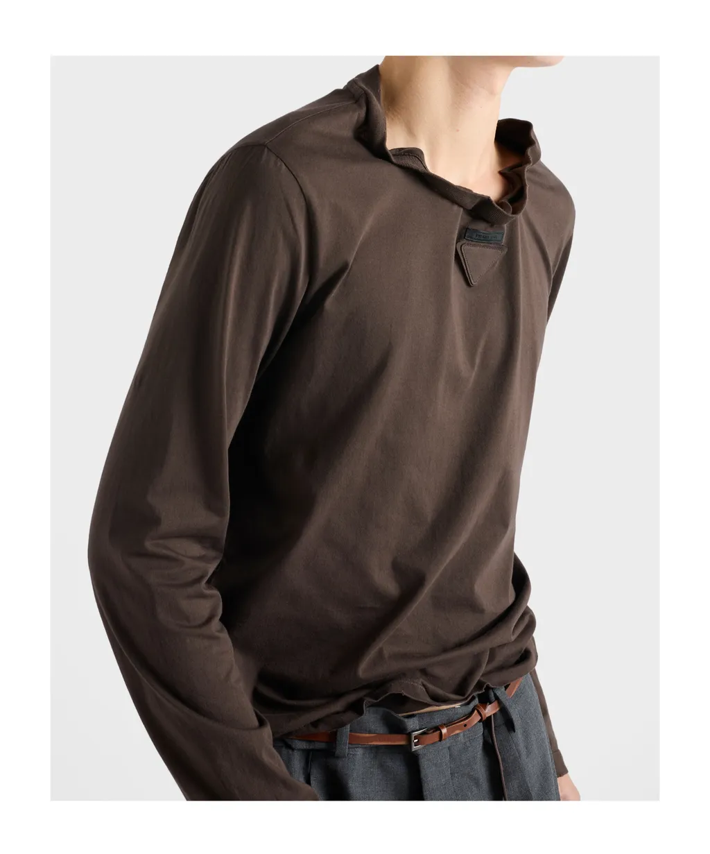 Prada Triangle-Patch Long-Sleeved T-Shirt