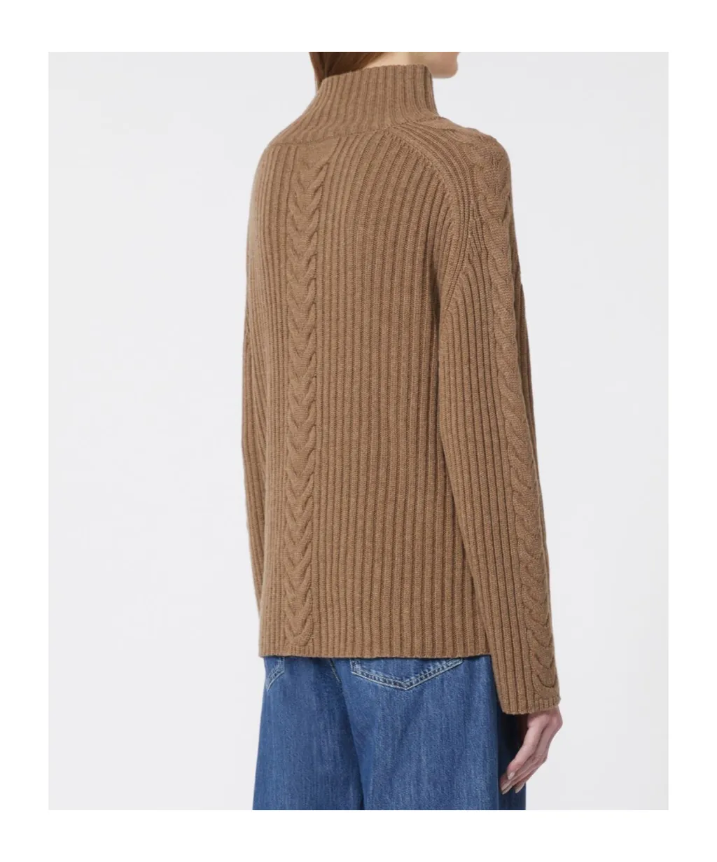 Cable-Knit Wool And Cashmere Polo-Neck Sweater