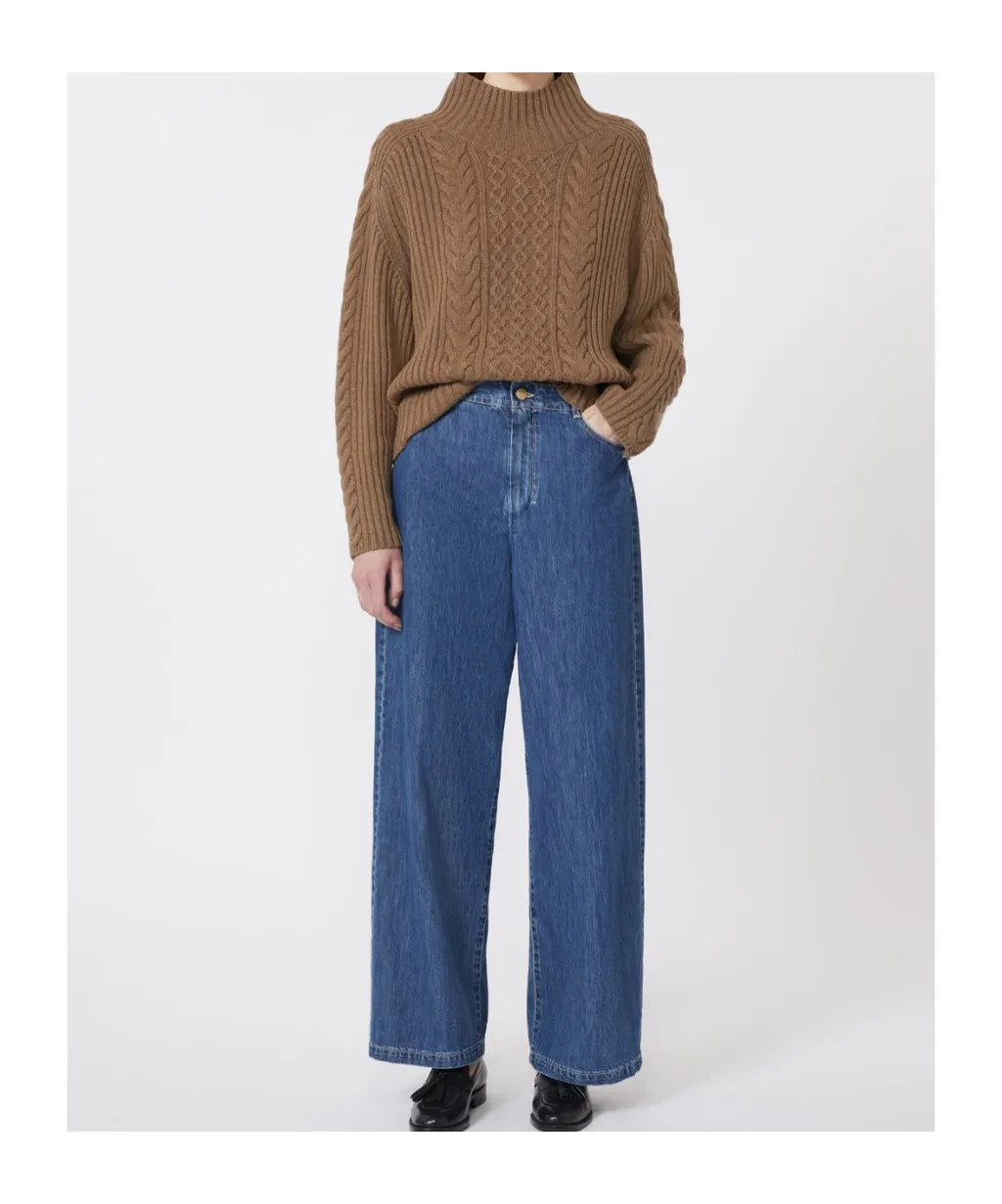 Cable-Knit Wool And Cashmere Polo-Neck Sweater