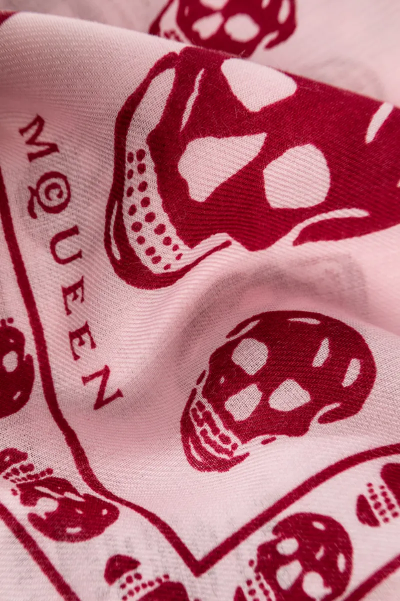 Alexander Mcqueen Skull Printed Fringed Edge Scarf