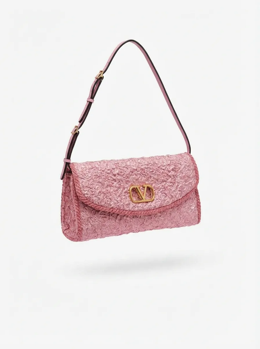 Valentino Garavani Devain Small Shoulder Bag In Cloqué Jacquard Fabric.