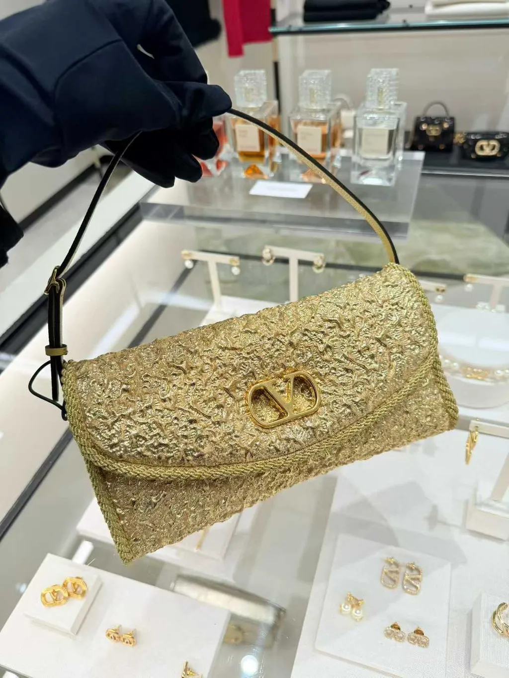 Valentino Garavani Devain Small Shoulder Bag In Cloqué Jacquard Fabric.