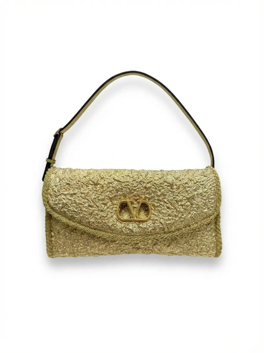 Valentino Garavani Devain Small Shoulder Bag In Cloqué Jacquard Fabric.
