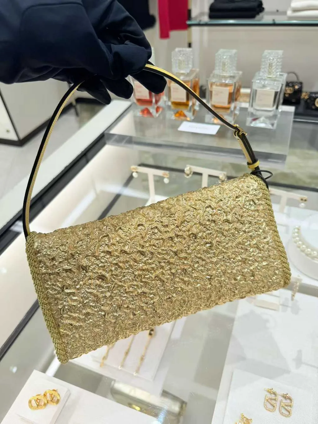 Valentino Garavani Devain Small Shoulder Bag In Cloqué Jacquard Fabric.