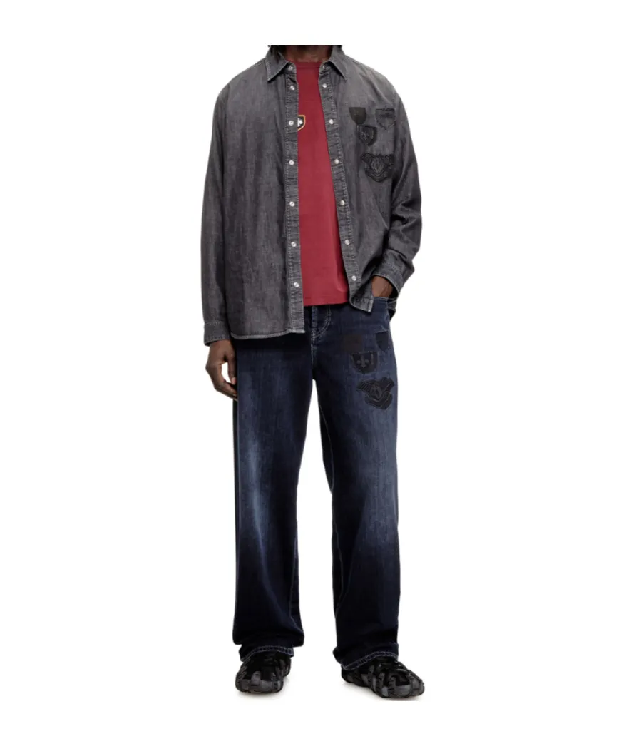 D-Simply-S15 Appliqué Denim Shirt