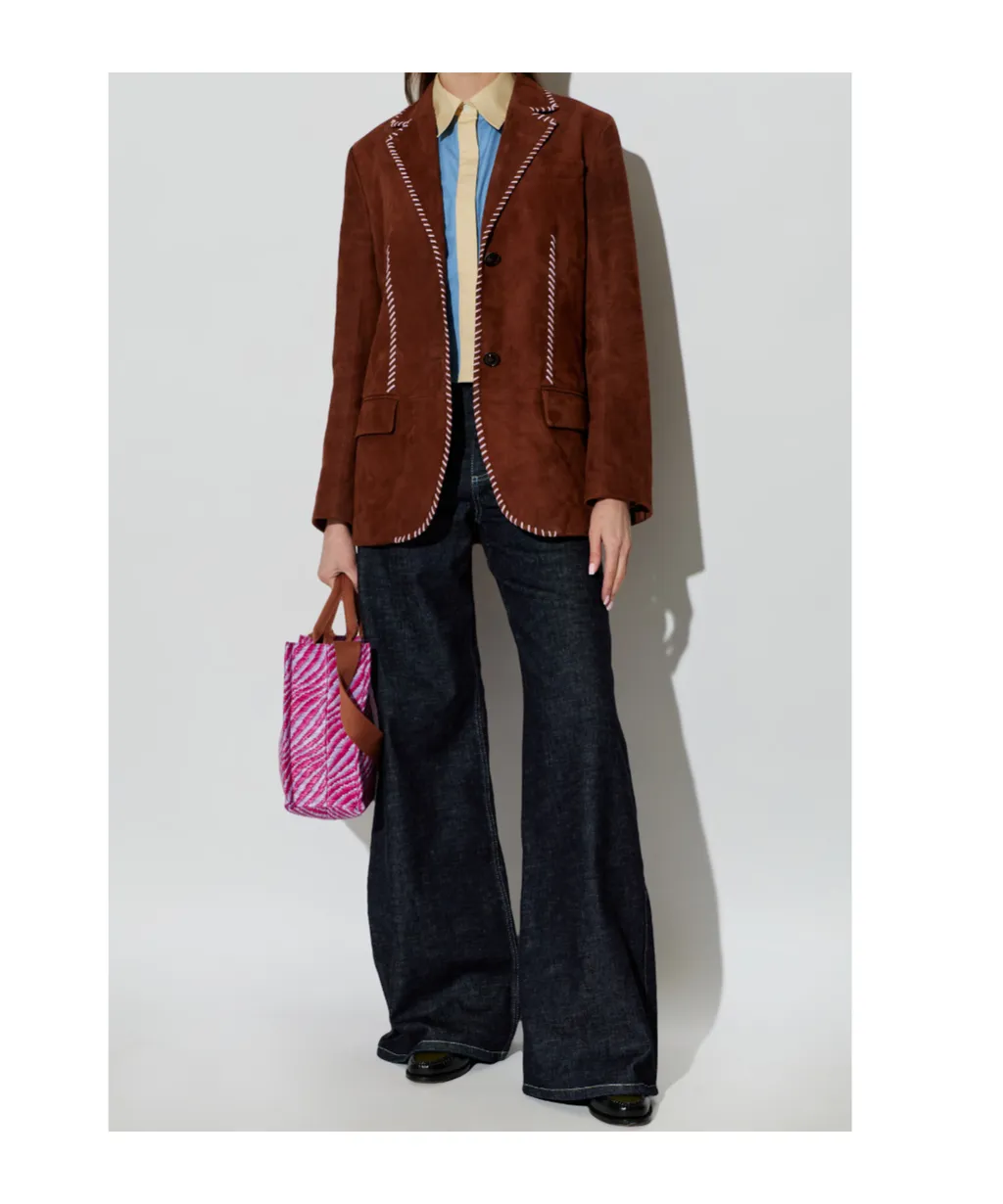 Marni Single Breasted Leather Blazer