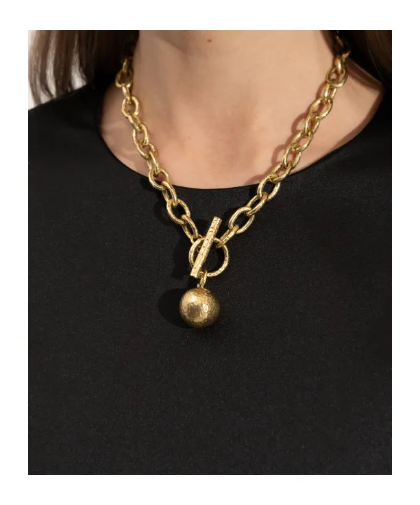 Chain-Link Ball-Pendant Necklace
