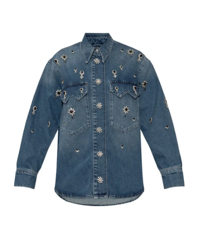 Allsaints Crystal-Embellished Denim Shirt