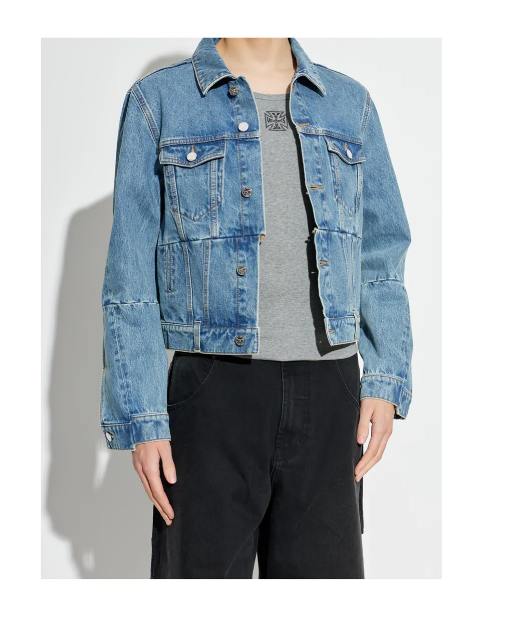 Vetements Collared Button-Up Denim Jacket