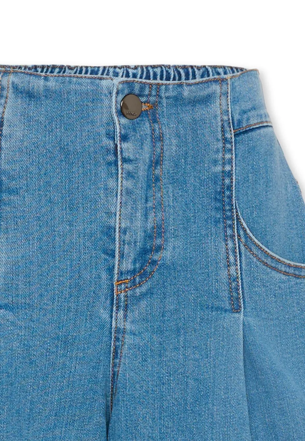 Pleated Denim Shorts