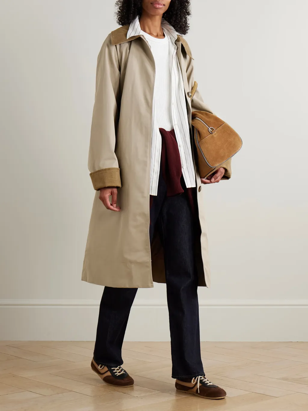 Cotton Blend Twill Trench Coat