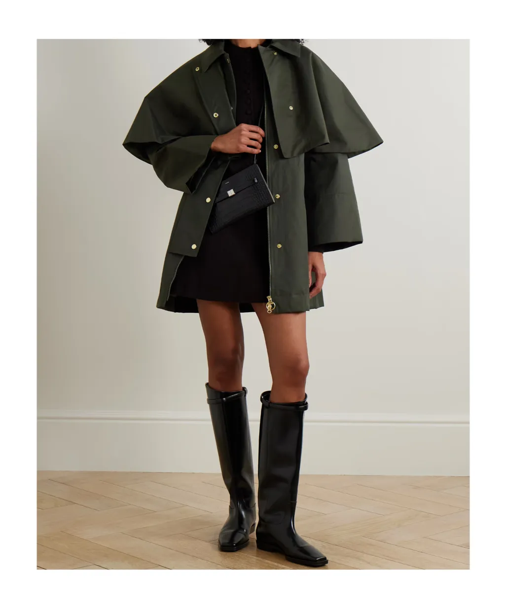 Fia Cape-Effect Cotton-Blend Twill Jacket