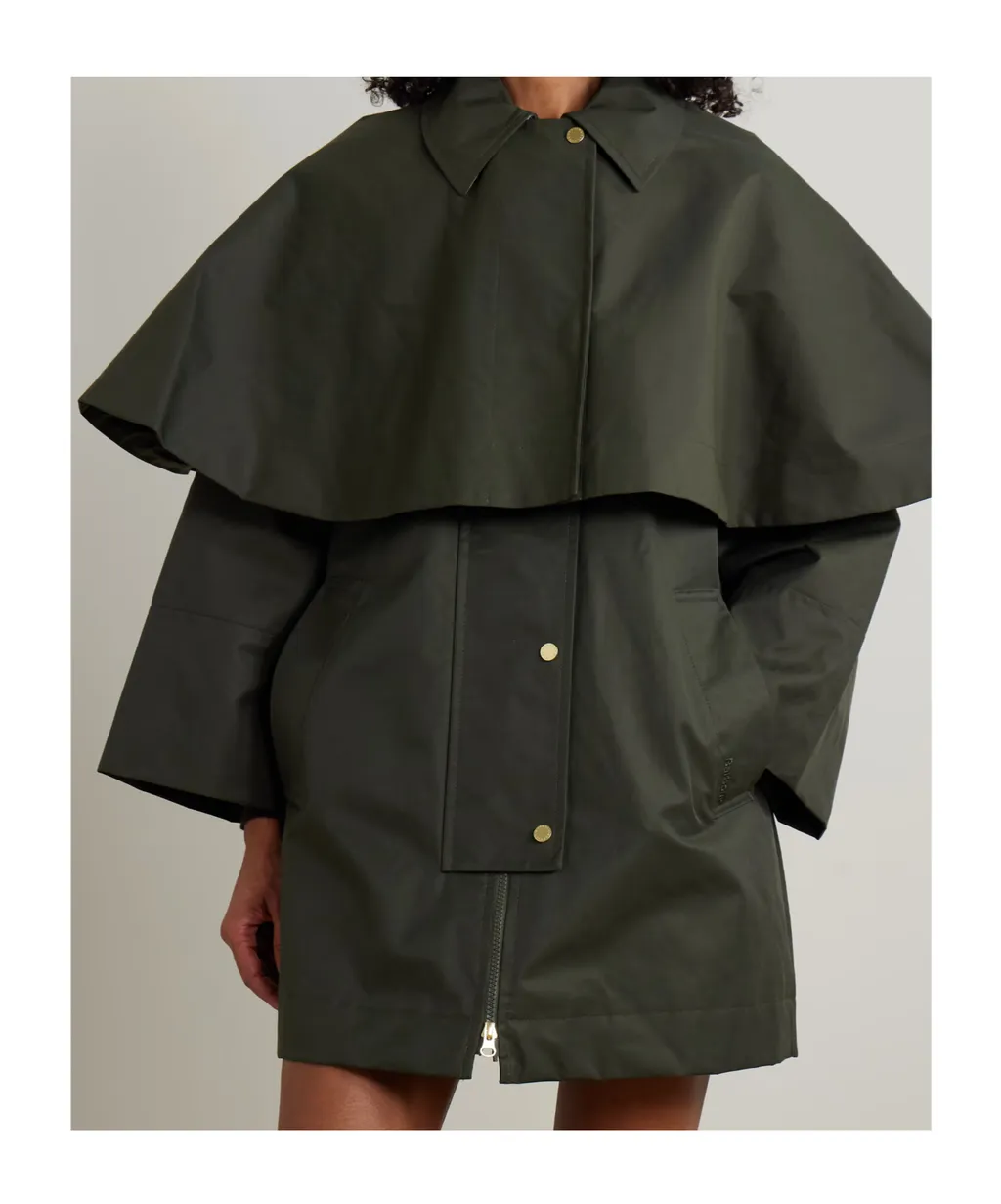 Fia Cape-Effect Cotton-Blend Twill Jacket