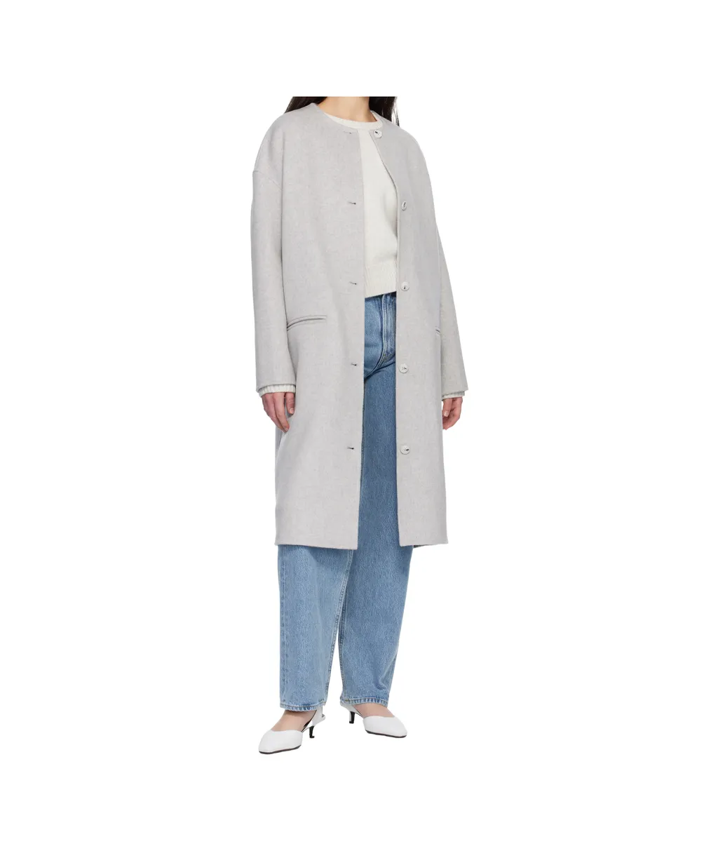 Gray Kerry Wool Cashmere Drap Oval Coat