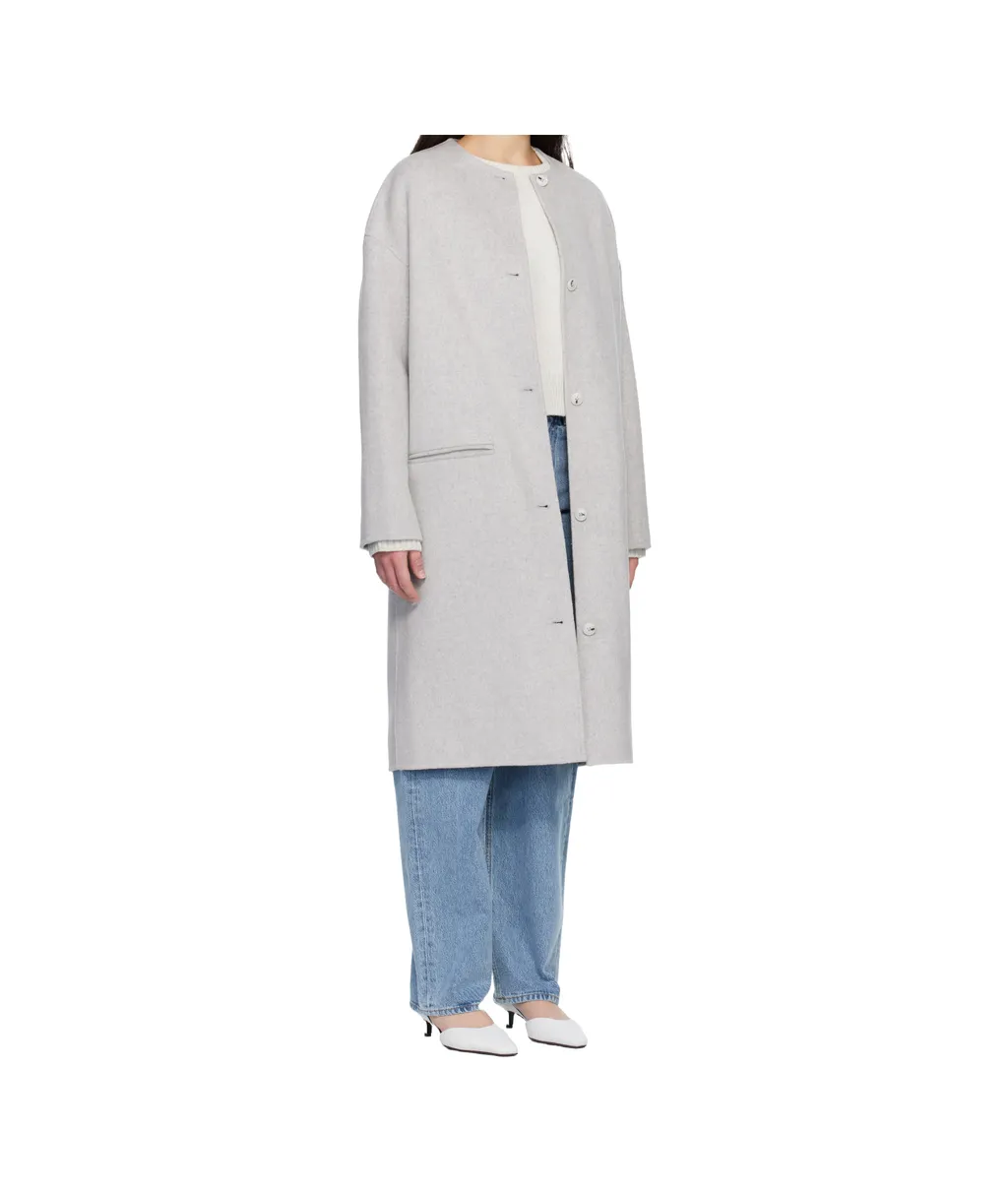 Gray Kerry Wool Cashmere Drap Oval Coat