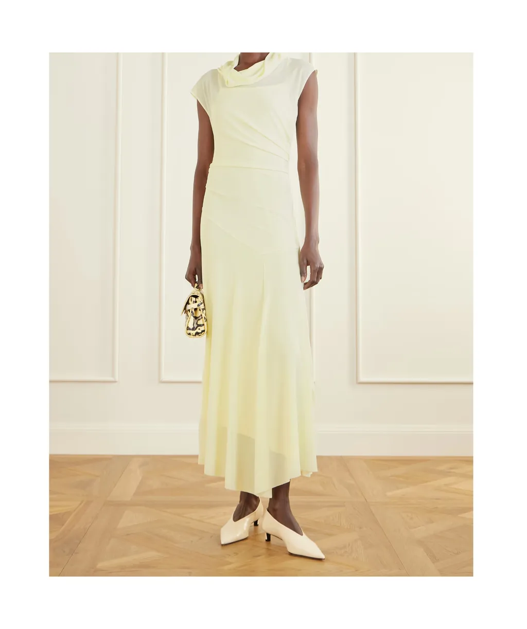 Tamara Asymmetric Draped Crepe-Jersey Maxi Dress