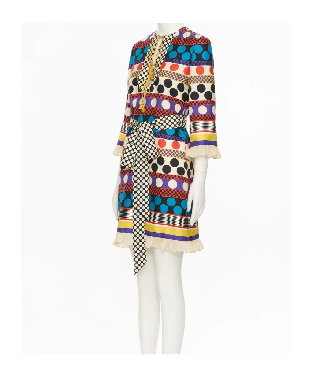 Lace-Up Print Dress