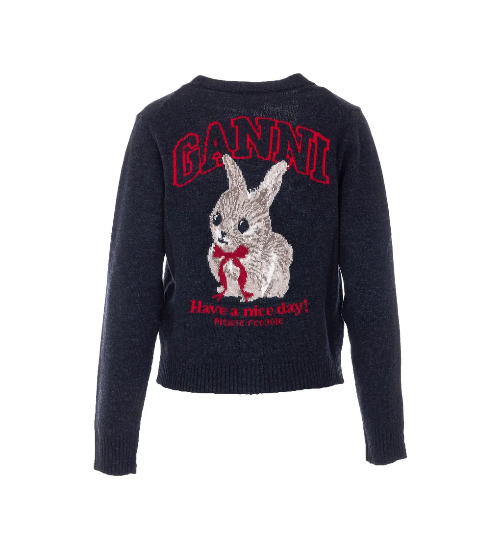 Ganni V-Neck Knitted Cardigan