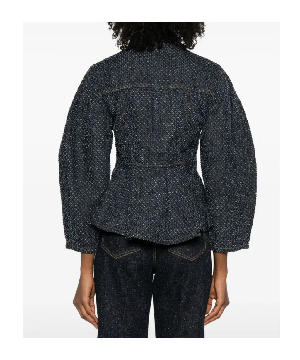 Ganni Buttoned Denim Peplum Jacket