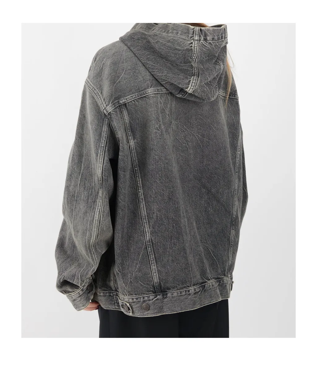 Hooded Denim Jacket Washed Black
