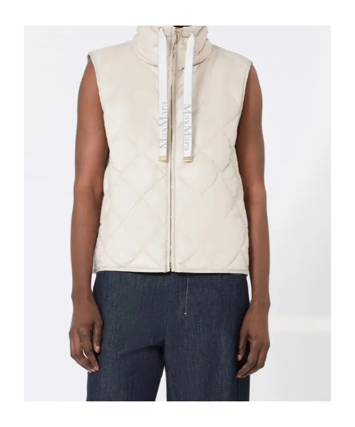 Padded Water-Repellent Nylon Canvas Gilet - Sand