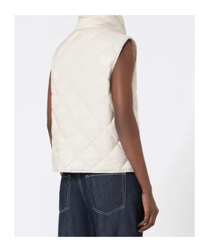 Padded Water-Repellent Nylon Canvas Gilet - Sand