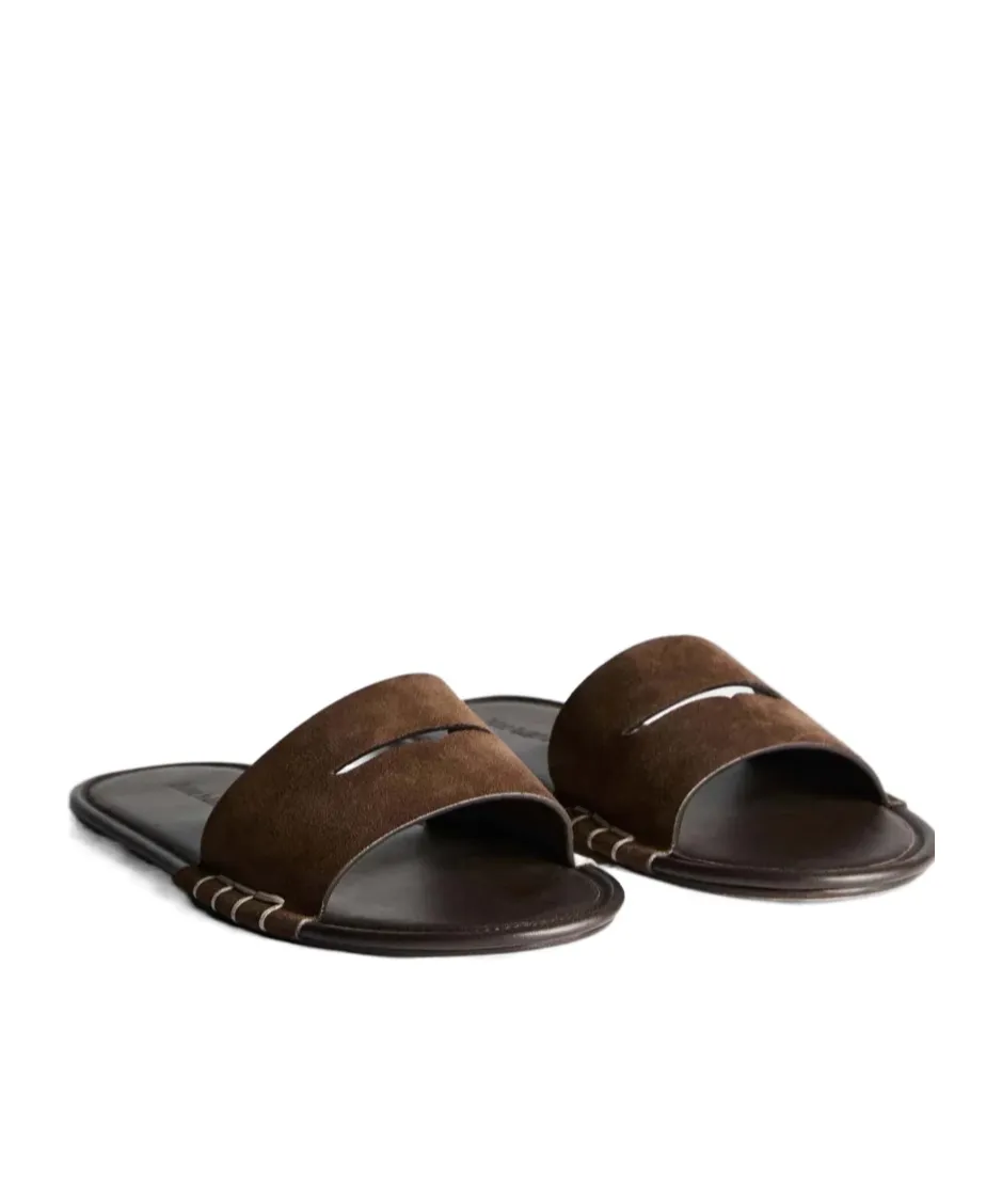 Loafer Mule Slides In Brown